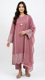 3-Piece Dusty Rose Embroidered Festive Suit