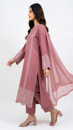 3-Piece Dusty Rose Embroidered Festive Suit