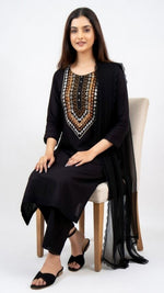 3 Piece Premium Black Embroidered Lawn Suit