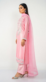 3-Piece Silk Suit with Embroidered Neckline