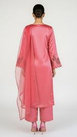 3- Piece Luxury Silk Suit with Handmade Cutwork Detail
