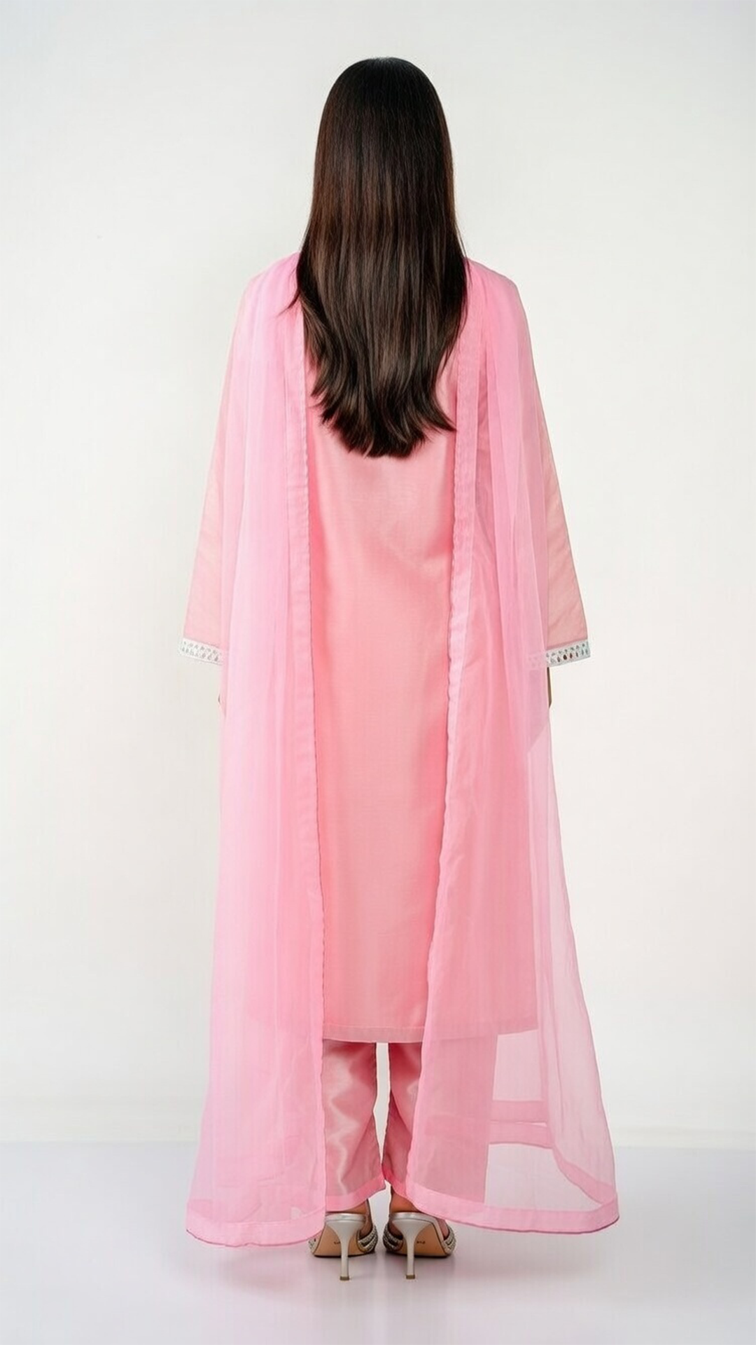 3-Piece Silk Suit with Embroidered Neckline