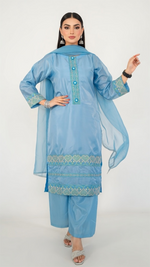 3-Piece Chamki Silk Suit with Embroidered detailes