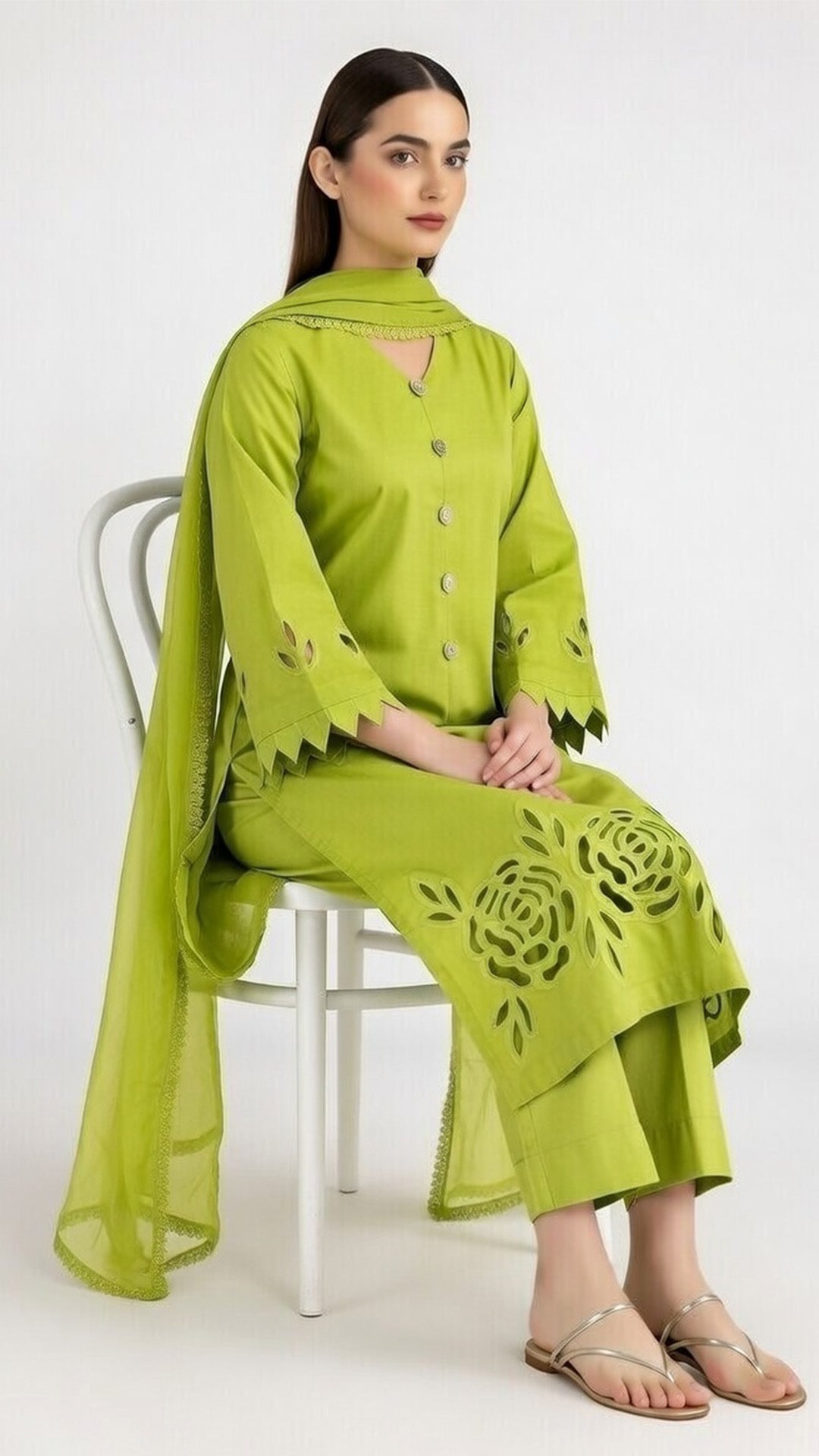 3-Piece Handmade Cutwork Design suit