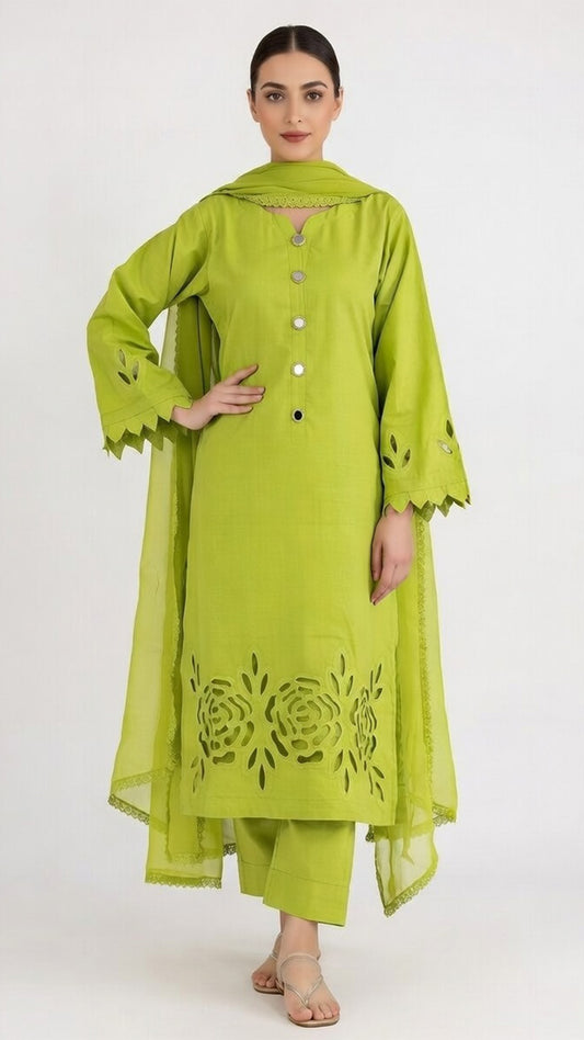3-Piece Handmade Cutwork Design suit