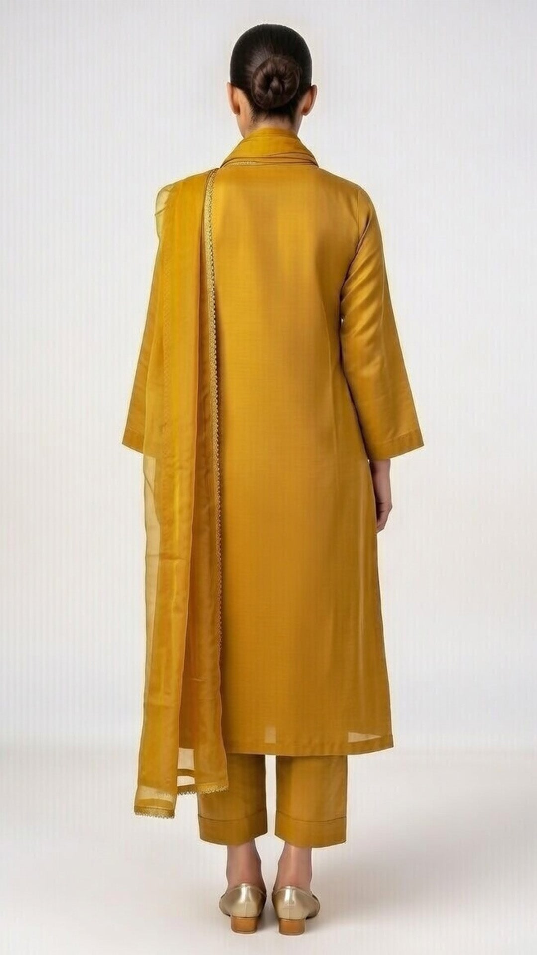 3-Piece Mustered Cotton Suit with Embroidered Panels