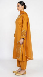 3-Piece Cotton Suit with Handmade Floral Cutwork