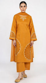 3-Piece Cotton Suit with Handmade Floral Cutwork