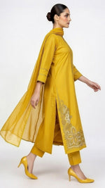 3-Piece Cotton Suit with Embroidered Detail