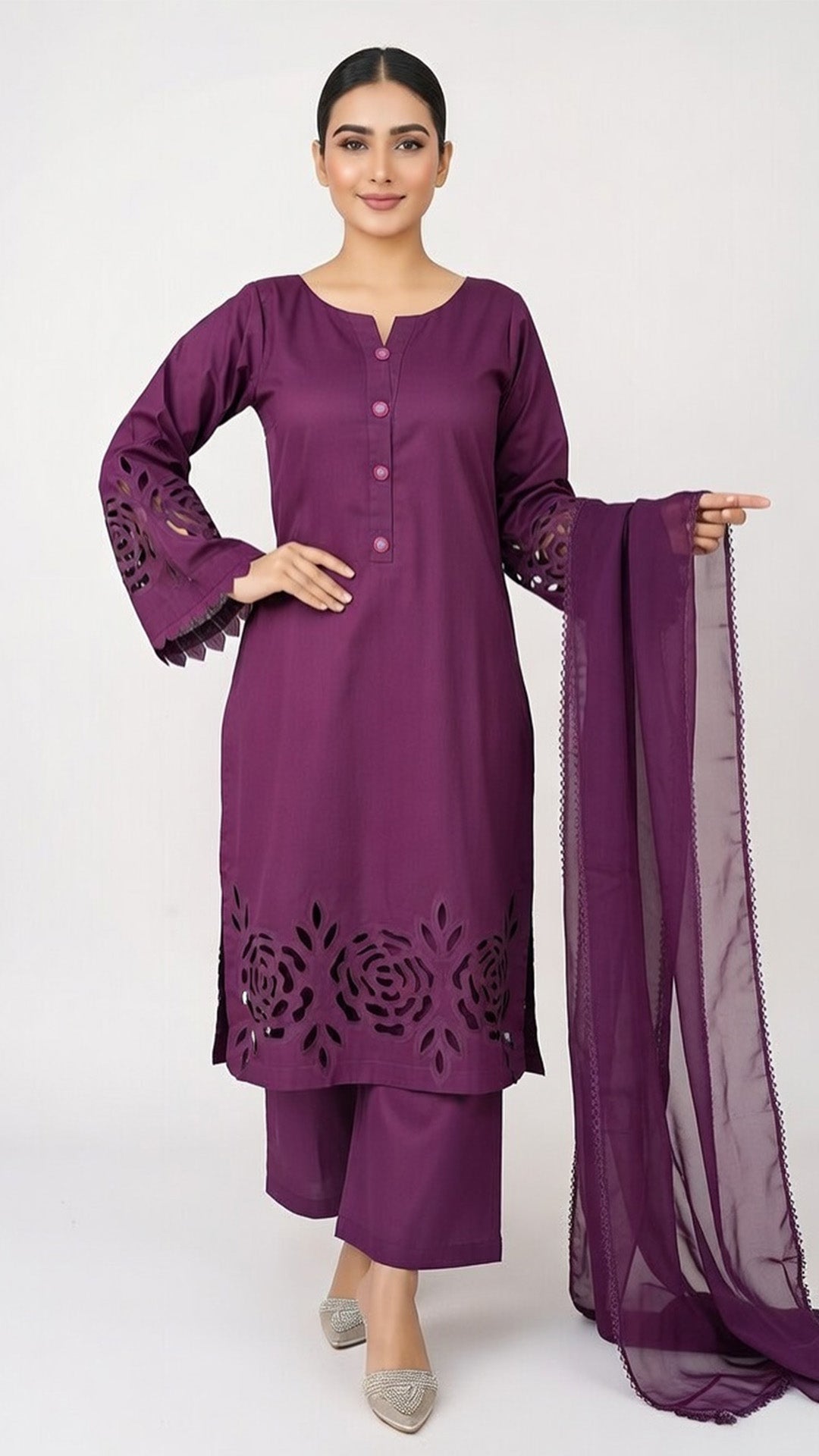 3-Piece Handmade Cutwork Design suit