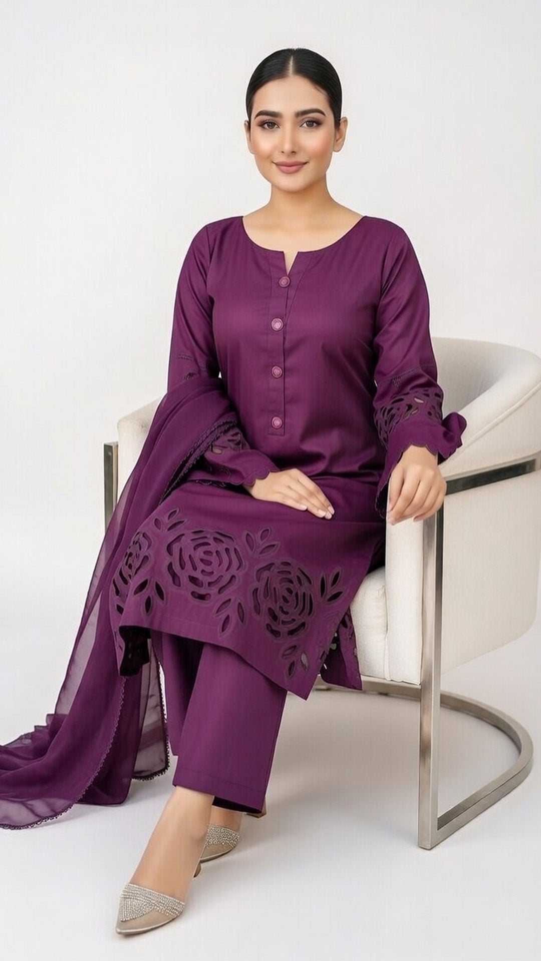3-Piece Handmade Cutwork Design suit