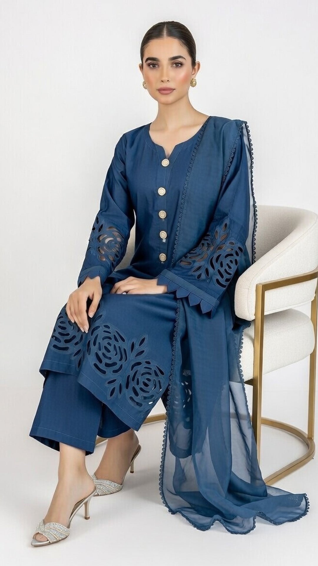 3-Piece Handmade Cutwork Design suit