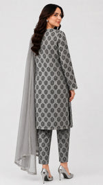 Elegant Grey Printed 3 Piece Lawn Suit