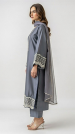 3-Piece Gray Silk Suit