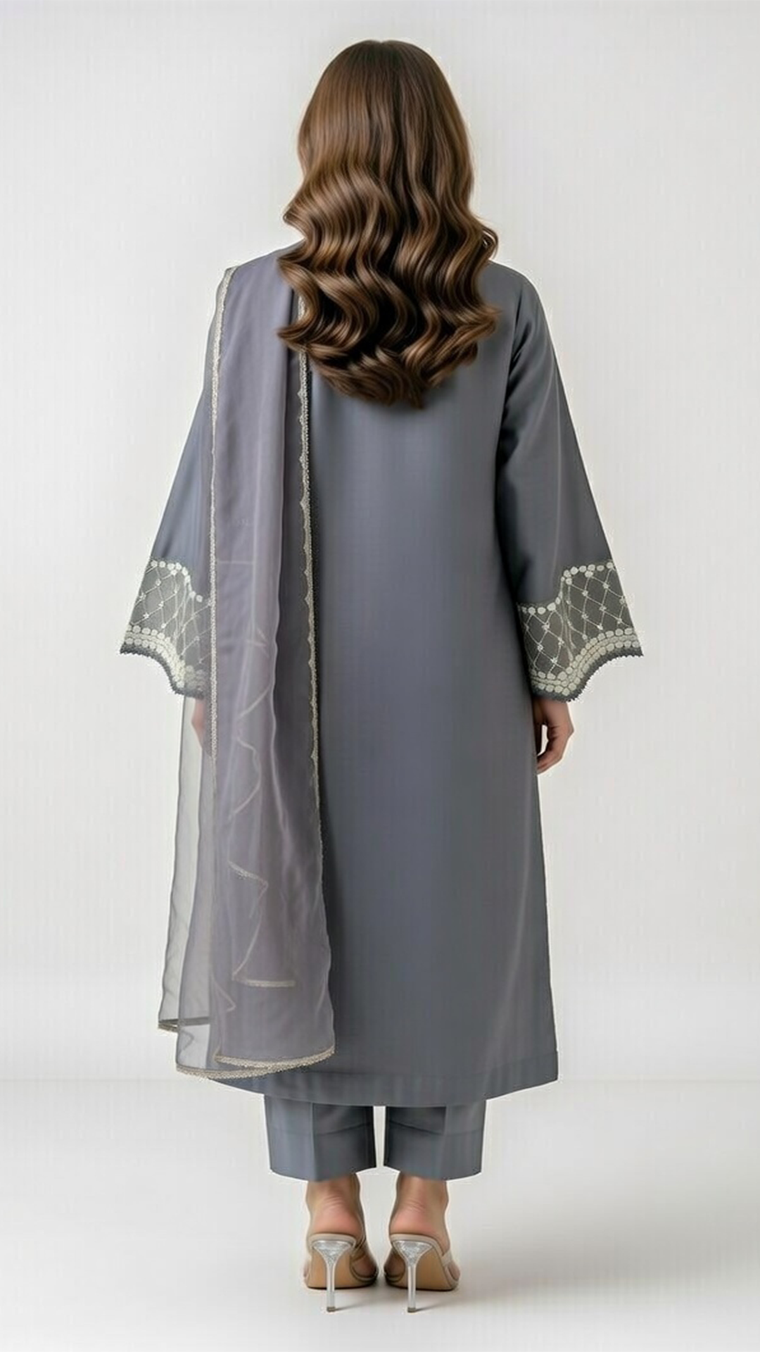 3-Piece Gray Silk Suit