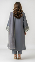 3-Piece Gray Silk Suit