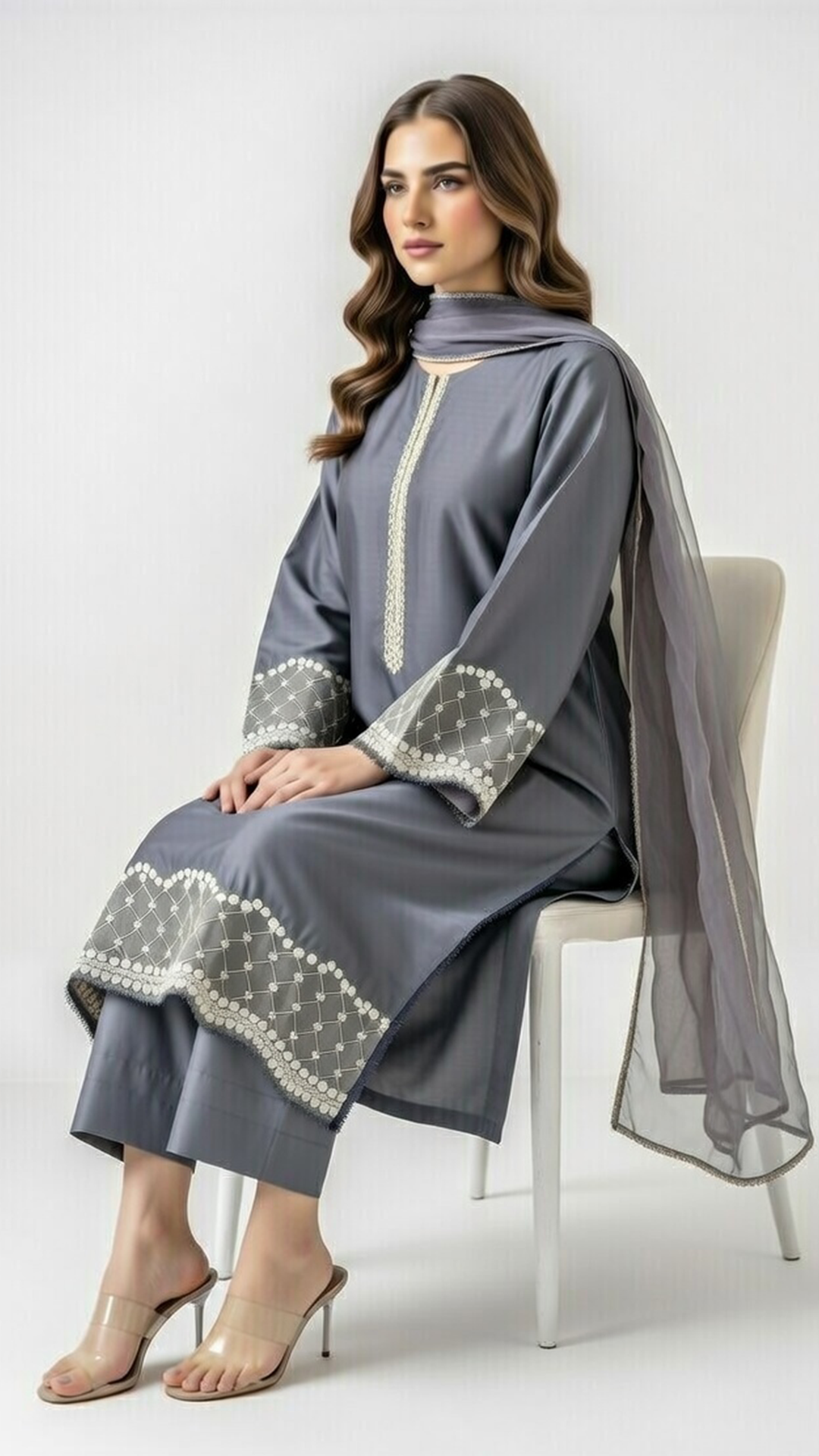 3-Piece Gray Silk Suit