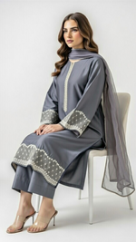 3-Piece Gray Silk Suit