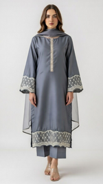 3-Piece Gray Silk Suit