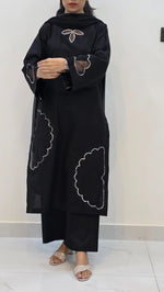 3-Piece Khaddar Suit with Handmade Floral Cutwork