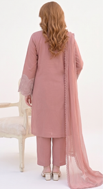 3-Piece Dusty Rose Embroidered Festive Suit