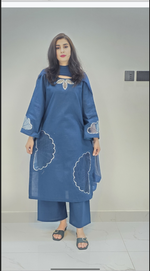 2-Piece Khaddar Suit with Handmade Floral Cutwork
