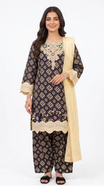Elegant Farshi Shalwar Kameez Set with Fully Embroidered Chiffon Dupatta