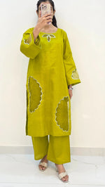 2-Piece Khaddar Suit with Handmade Floral Cutwork