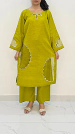 2-Piece Khaddar Suit with Handmade Floral Cutwork