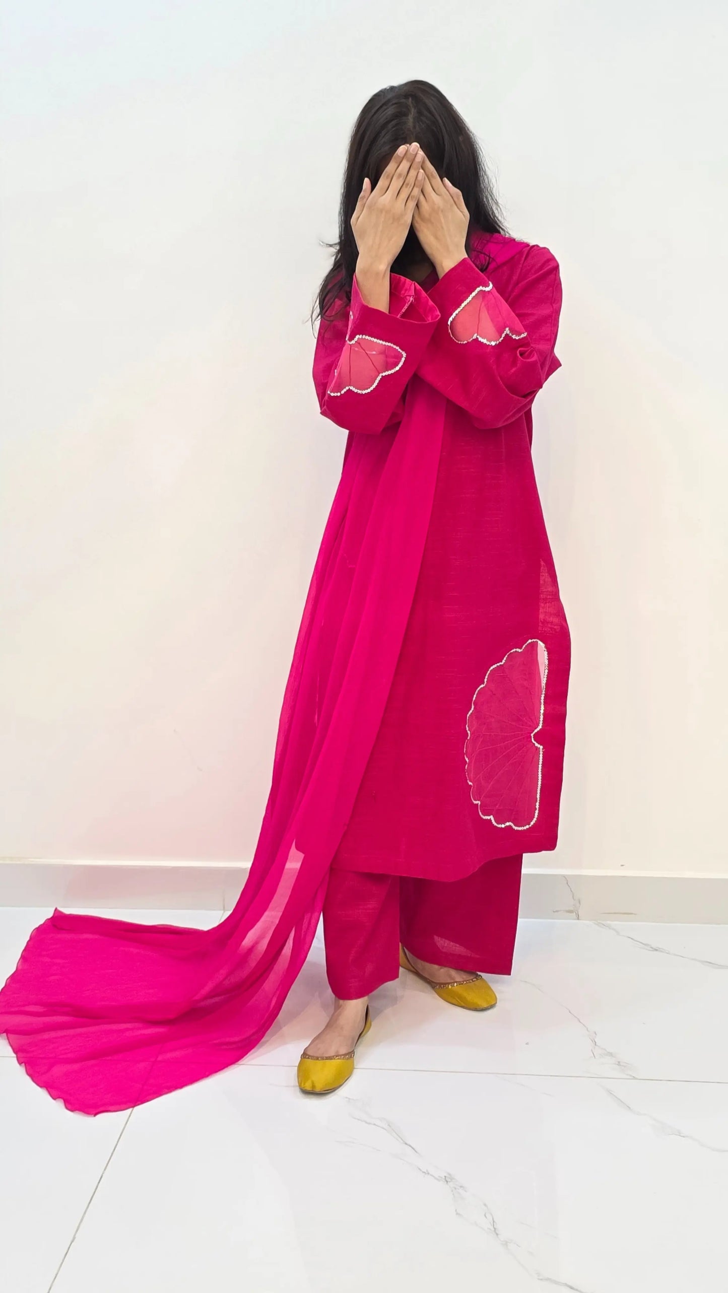 2-Piece Khaddar Suit with Handmade Floral Cutwork