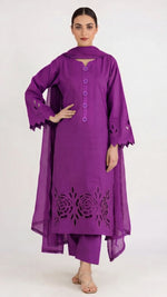 3-Piece Handmade Cutwork Design suit-Deep Magenta