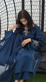 3-Piece Khaddar Suit with Handmade Floral Cutwork